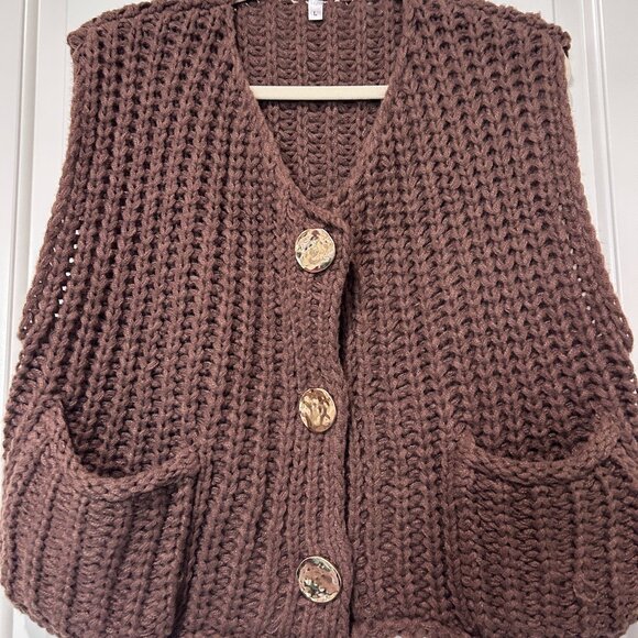 Brown Knit Button Down Cardigan - Picture 1 of 3